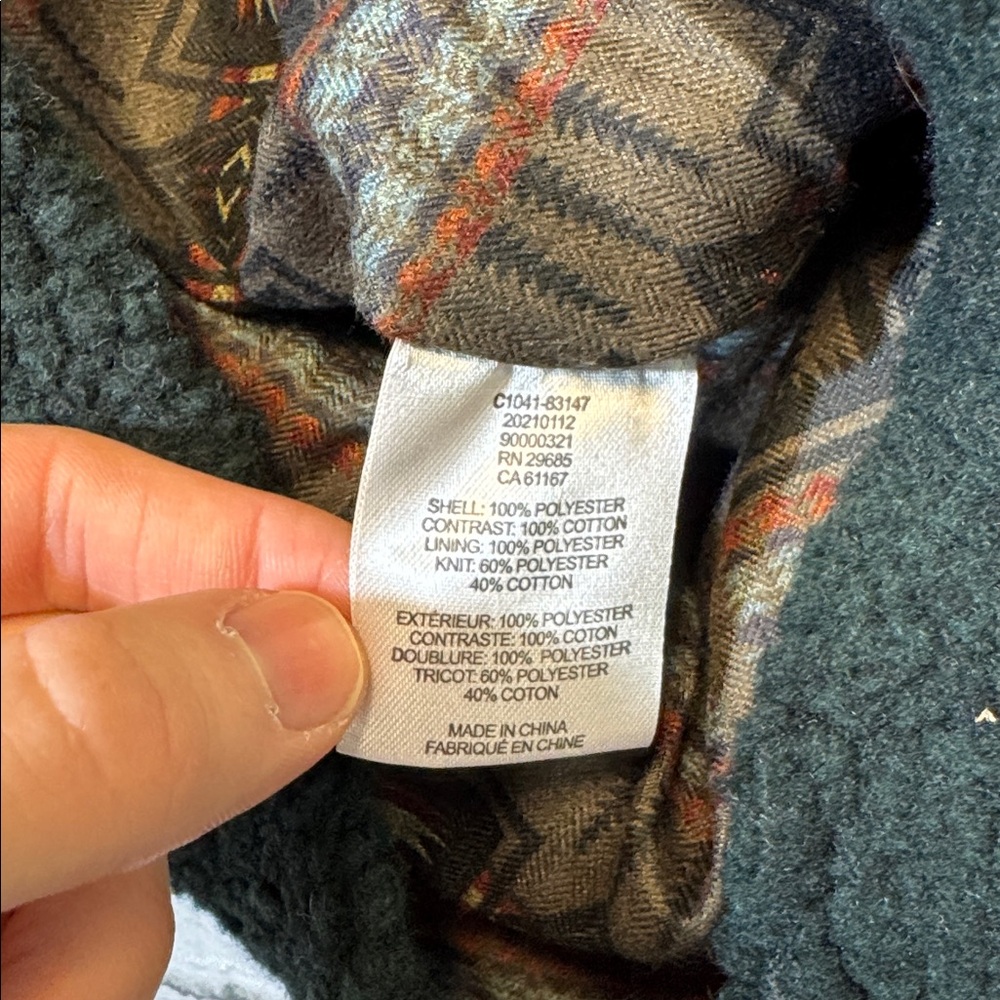 Pendleton womens XS green juniper tonal fleece full zip up jacket EUC - Picture 6 of 7